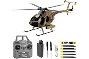 Hylukon C189 Remote Control Helicopter, 1:28 Scale MD500 Defender Military Helicopter, 2.4G 6CH RTF Brushless Motor Single Blade Flybarless Optical Flow Localization-1 Battery