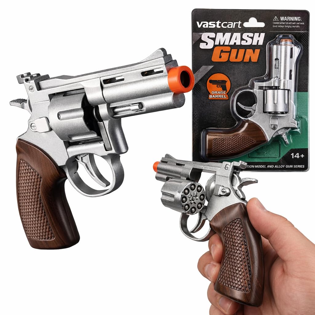 Classic Die Cast-Metal Cowboy Toy Gun – Metal 8-Shot Rings Cap Blaster for Kids(Ages 14+) – Vintage Western Style Toy Blaster (Only Cowboy GUN-Silver)