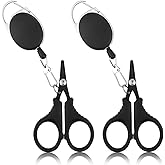 2 PCS Fishing Scissors with Retractable Buckles, Fishing Line Cutter for Braided Line, Cutter Stainless Steel with Teflon Coated Fishing, Fishing Accessories Tools for Saltwater Freshwater