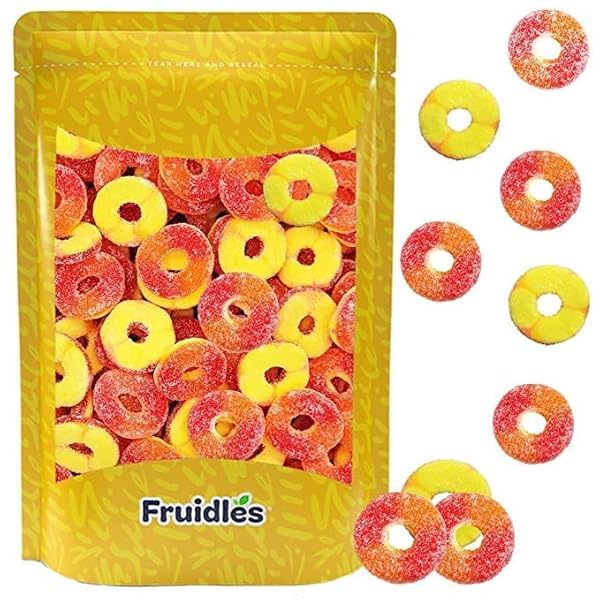 FRUIDLES PEACH GUMMI RINGS CANDY, ASSORTED FRUIT FLAVORS...
