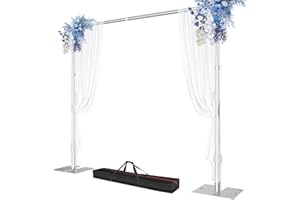 Qoolfoto Pipe and Drape Backdrop Stand, 10x10ft Heavy Duty Adjustable Backdrop Frame with Metal Base, Background Holder for Parties Photography Wedding Photoshoot Decoration