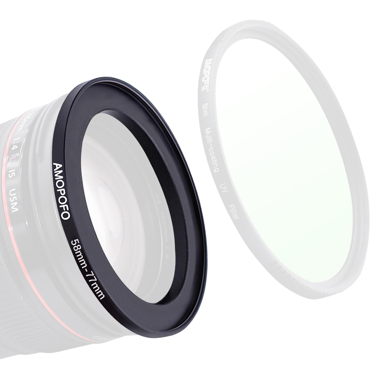 58mm-77mm Camera Filter Ring, 58mm to 77mm Step Up Ring For Filters, Made Of CNC Machined space aluminum With Matte Black Electroplated Finish.for 77mm UV,ND,CPL Camera Filter accessories — image 1