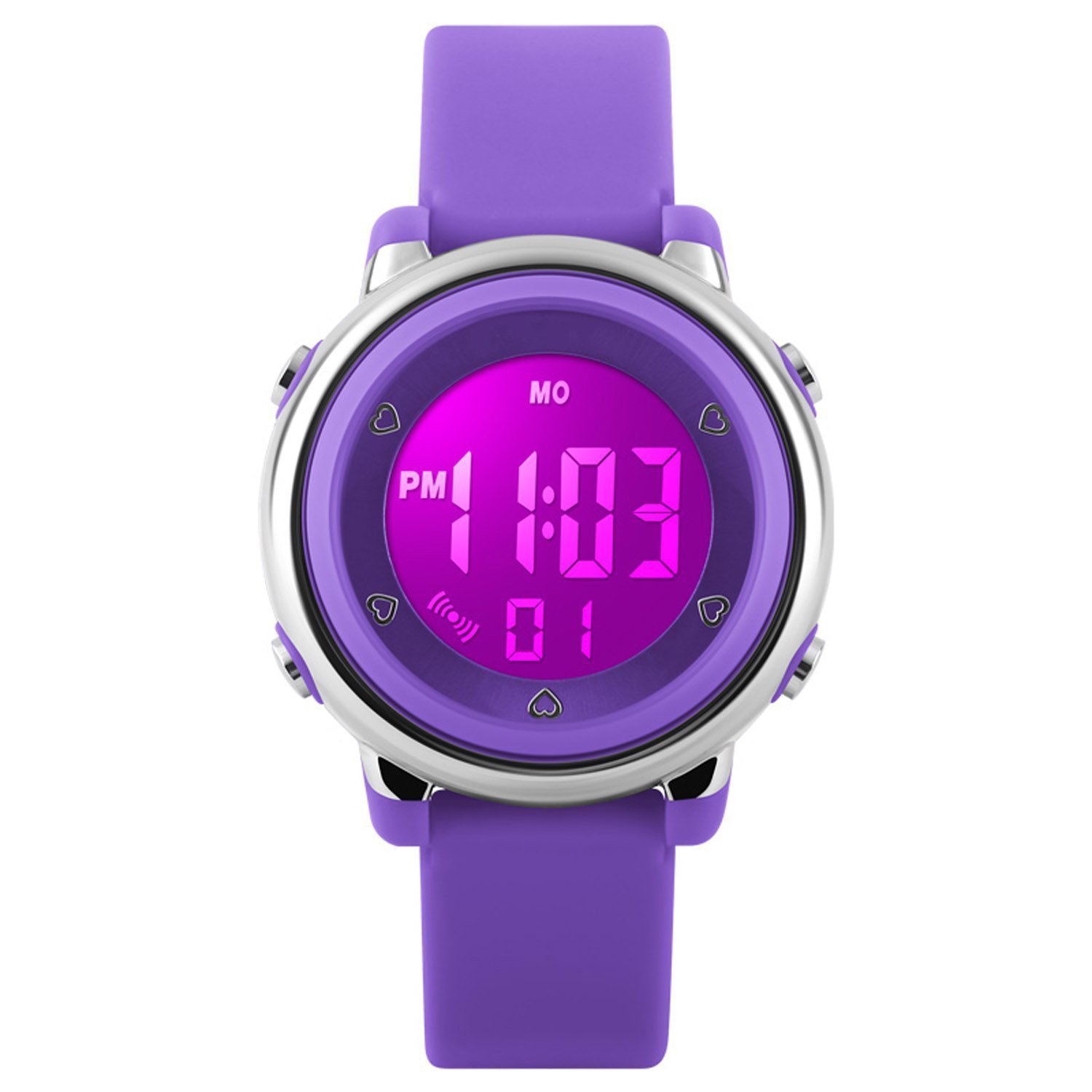 RSVOM Kids Digital Sports Watches - Girls 5 ATM Waterproof Sport Watch with Alarm Stopwatch, Wrist Watches with 7 LED Backlight for Children