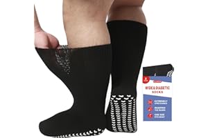 CXWLTT Extra Width Socks for Swollen Lymphedema Feet 2 Pairs Wide Bariatric Non-Binding Diabetic Hospital Socks for Women Men