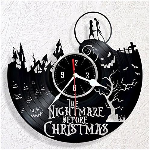 HMGift Nightmare Before Christmas Vinyl wall clock - great gift for birthday, anniversary or any other occasion - beautiful home decor - unique design that made out of retro vinyl record