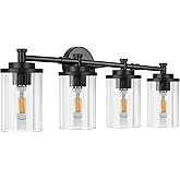 PHIXART Bathroom Light Fixtures Black Vanity Lights 4-Light Bathroom Vanity Light 30 Inches Vanity Lighting for Bathroom Wall