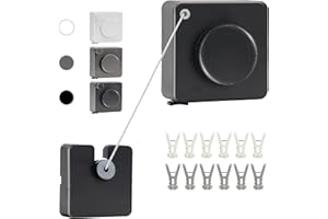 WEATAEDE 15.7Ft Retractable Clothesline Indoor an Anti-sag Retractable Clothesline Outdoor,Laundry Line Wall Mounted Stainless Steel Wire Laundry, with 12 Clip(Black)