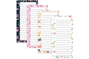 Henzavk 4 Pack Magnetic Notepads for Refrigerator, Full Magnet Back Design Magnetic Memo Pads, 50 Sheets Per Note Pads To-Do List, Shopping List (Floral Style)