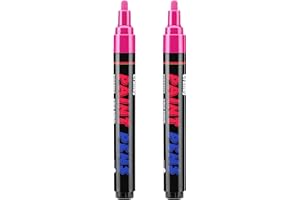 Craiiby Pink Paint Pens Paint Markers - 2 Pack Permanent Quick Dry Waterproof Marker Pens for Rocks Wood Fabric Plastic Canvas Glass Mugs Metal Tire Stone