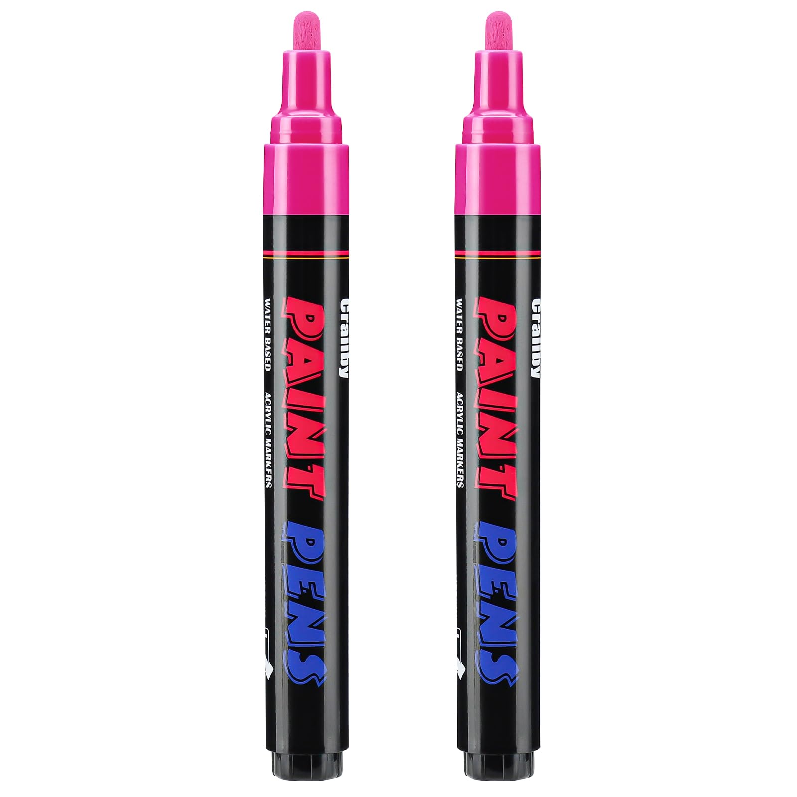 Photo 1 of Craiiby Pink Paint Pens Paint Markers - 2 Pack Permanent Quick Dry Waterproof Marker Pens for Rocks Wood Fabric Plastic Canvas Glass Mugs Metal Tire Stone