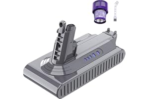TURPOW Upgraded 6000mAh Replacement for Dyson V10 Battery, Compatible with Dyson Cyclone V10 Battery, Animal, Absolute, Fluffy, SV12 (NOT V12), 25.2V Lithium ion Stick Vacuum Cleaners - with Filter and Brush