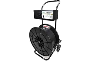 IDL Packaging CA-240H Strapping Cart & Dispenser for Polypropylene (PP) Coils with 8" x 8" Core Size - Durable Sturdy Tube Frame - Spacious Tray for Strapping Cutter, Buckles and Gloves