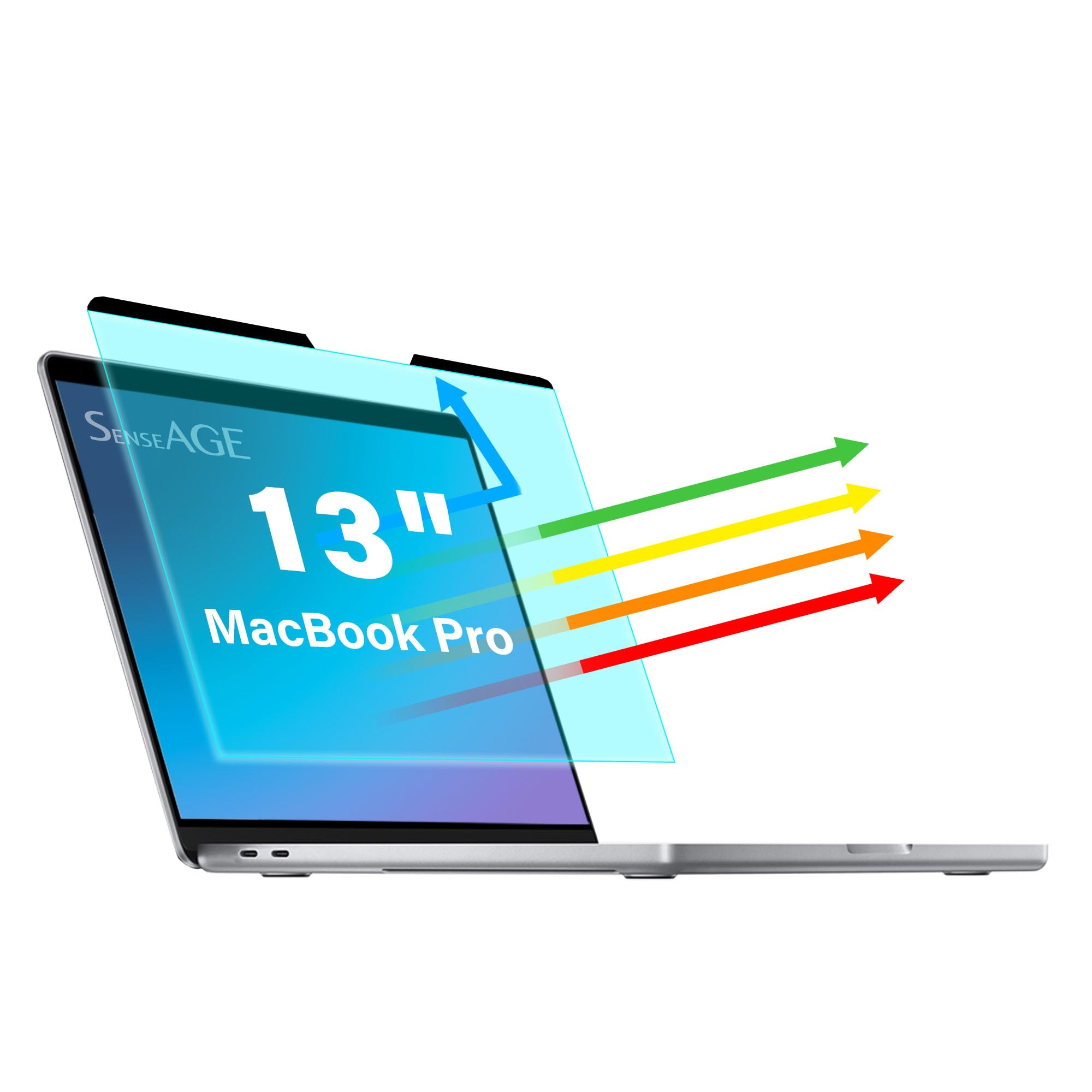 SenseAGE Magnetic Anti Blue Light Screen Filter For Macbook 13 inch Pro (2016-2021 M1 M2), Air (2018-2022 M1), Screen Protector, Blue Light Blocking Relieve Eyestrain, Compatible with MacBook Pro 13”