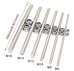 M12x250mm Fully Threaded Rod Studs Long Metric