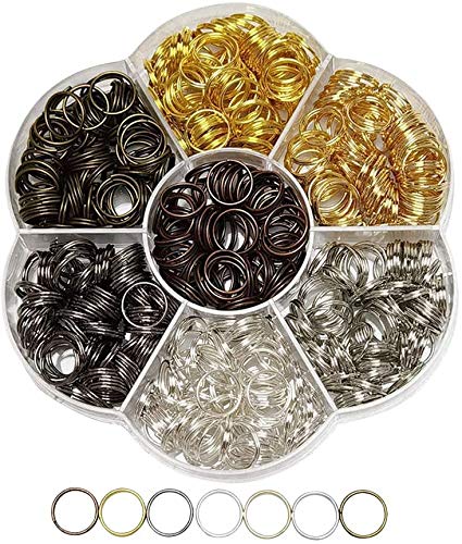 Chenkou Craft 1 Box 7 Colors Split Double Loops Jump Rings & Ring Jewelry Keychain Making with 1 pc Clear Box (Mix, 8mm)