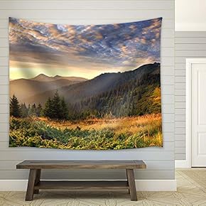 Beautiful Mountain View in Autumn - Fabric Tapestry, Home Decor - 51x60 inches