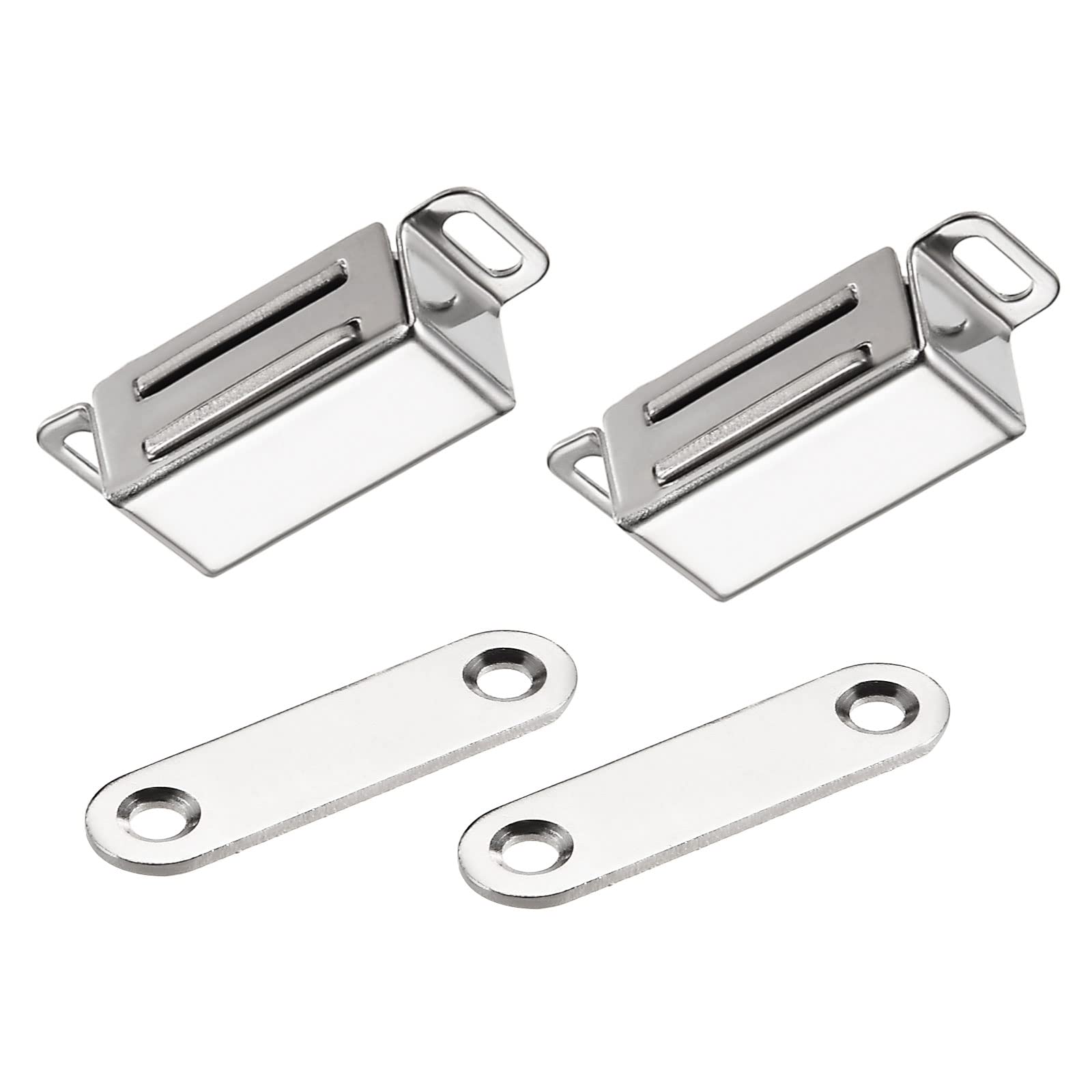 METALLIXITY Magnetic Latches Catch (46mm/1.81") 2Pcs, Stainless Steel Cabinet Magnet Latch - for Cabinet Door Drawer, Home Decoration, Silver Tone