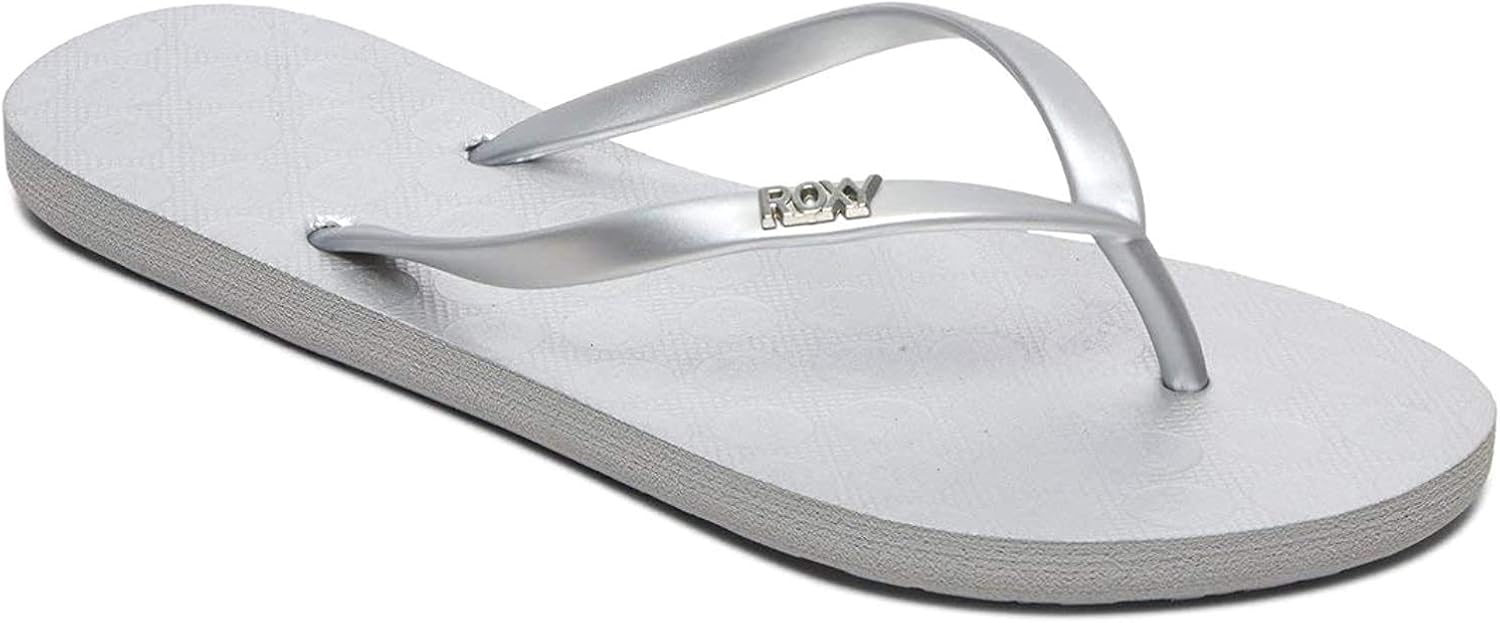 roxy silver flip flops