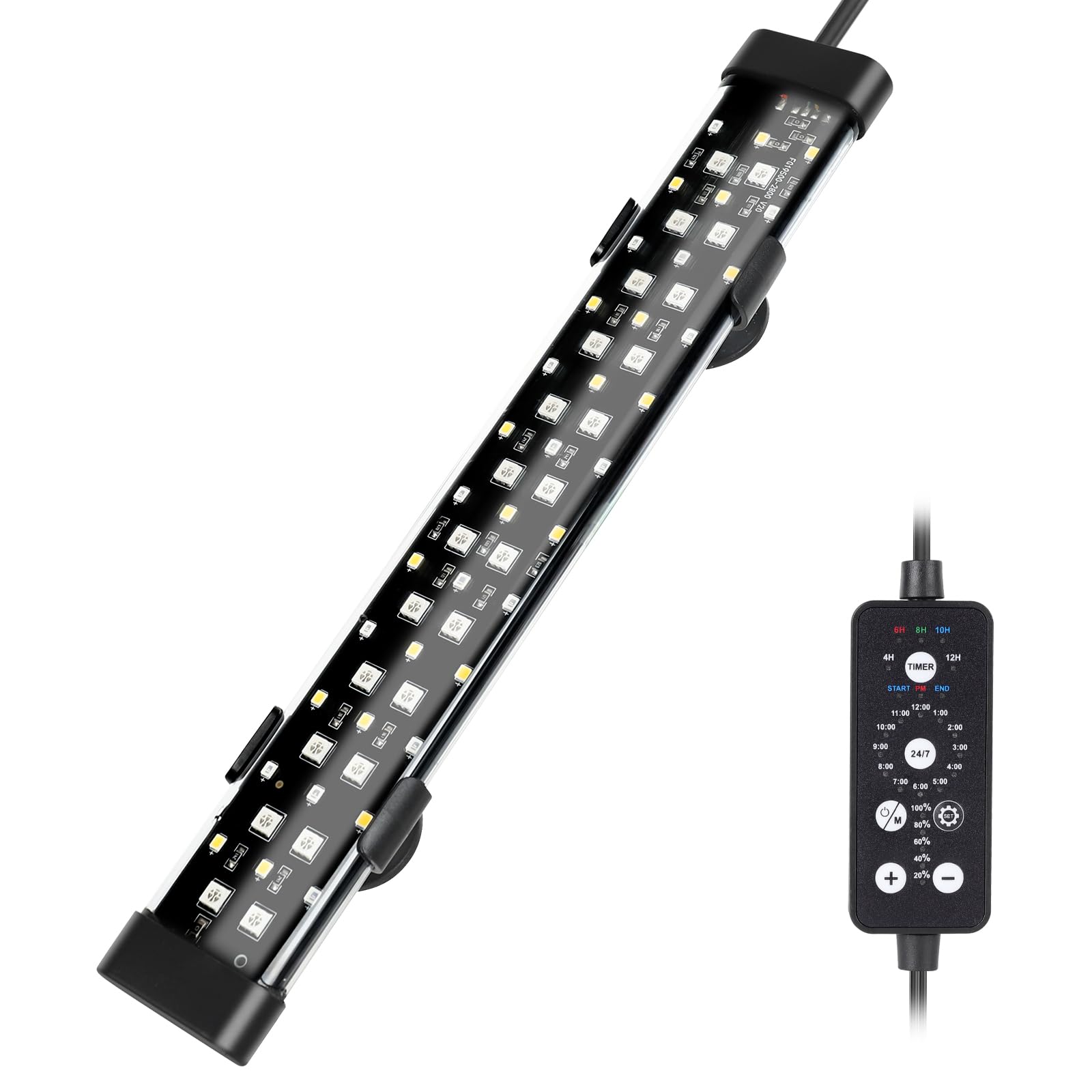 Photo 1 of hygger Submersible LED Aquarium Light, 11W 12 in 24/7 Mode Fish Tank Light with 5 Rows Beads, with Timer 9 Colors and Adjustable Brightness, IP68 Waterproof Full Spectrum Light for 13-23 inch Tank