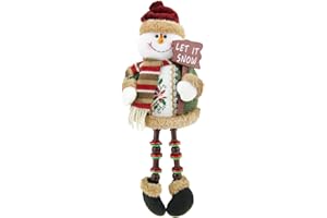 BXT Christmas Holiday Decor Plush Shelf Sitter Sitting Snowman Santa Claus Gift Cute Home Decoration Craft