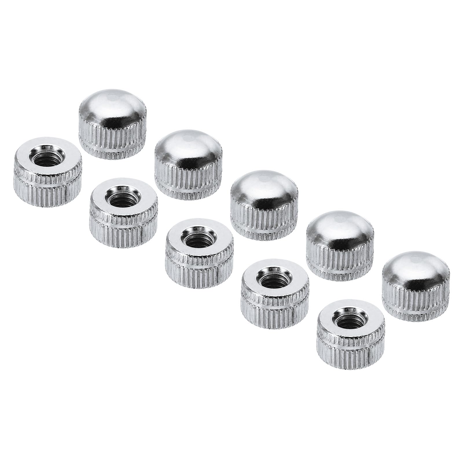 PATIKIL M6x11x14 Cap Nut, 15 Pcs Acorn Nut Screw Knob Cap Insert Bolt Cover Female Thread Knurled Decorative Hardware Fittings Light Fixtures, Silver Tone