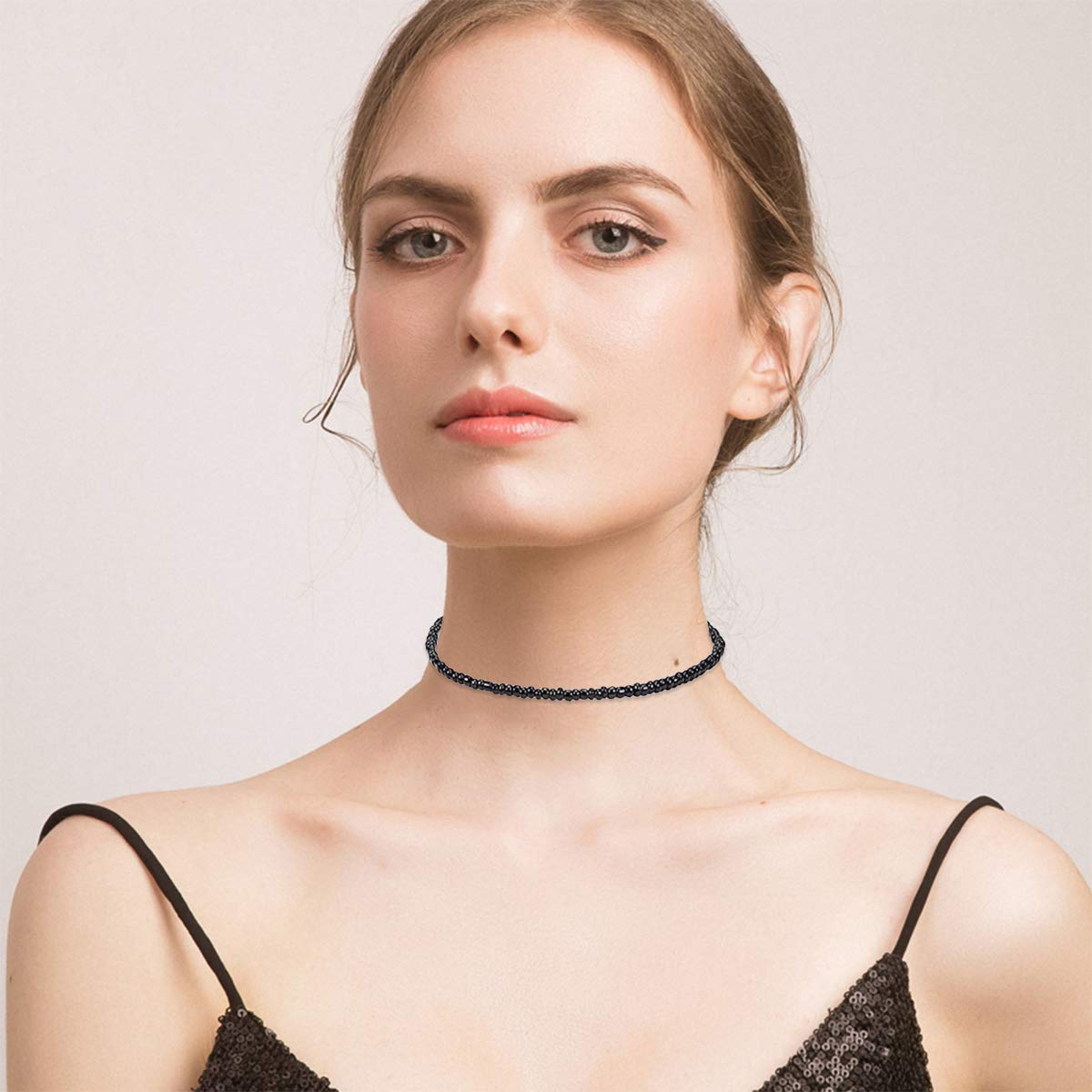 10PCS Seed Bead Choker Necklace, beaded choker Trendy Colorful Boho Chokers Necklace Chain Bohemian Rainbow Tiny Seed Rice Beaded Necklaces Jewelry for Women Girls