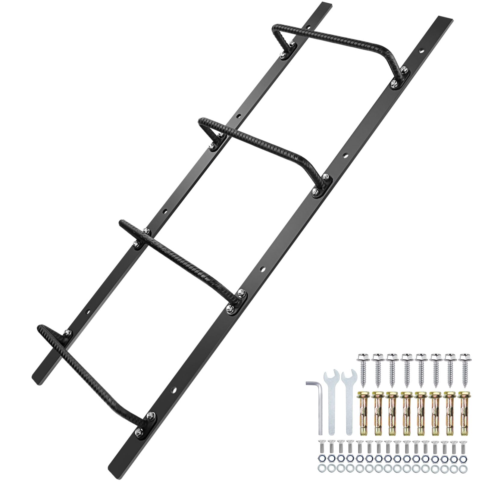 Photo 1 of Zwinz 4-Rung Window Well Ladder Straight, Heavy Duty Steel Fire Escape Ladder, Powder-Coated Basement Egress Window Ladder Wall Mounted Ladder 45.2" Lx17.9 W, Black