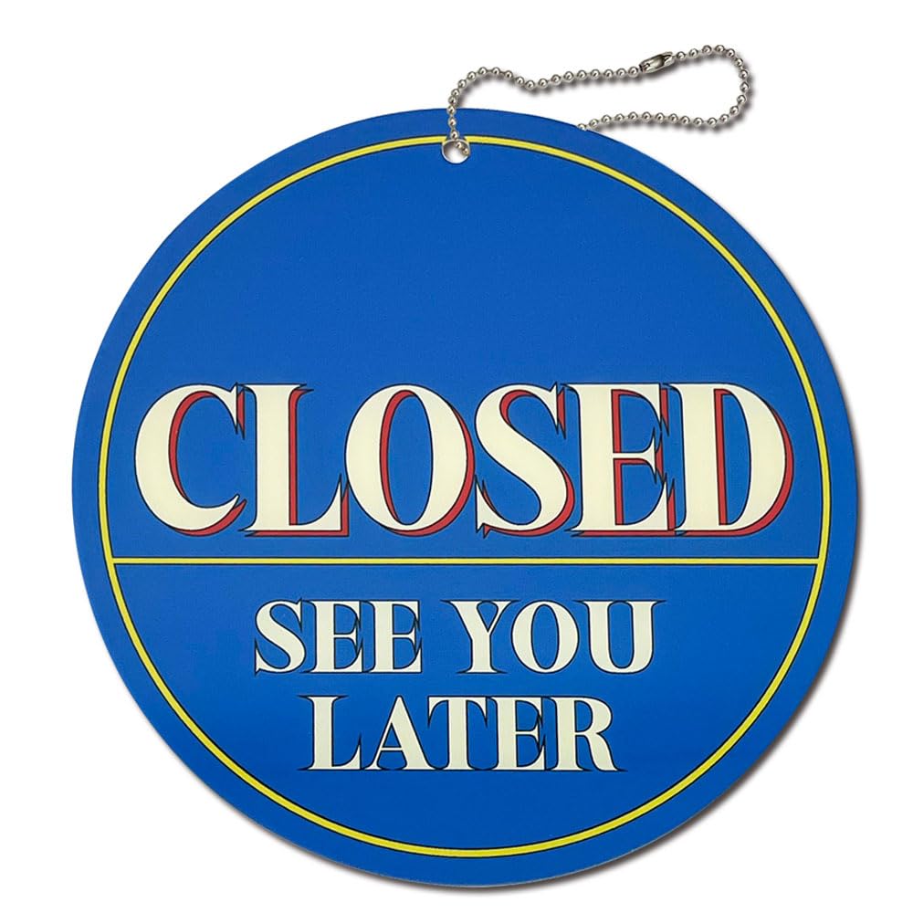 GEEKBEAR Modern, Retro, or Vintage Acrylic Business Deco Sign - Unique Design, Durable (06. Closed Blue)