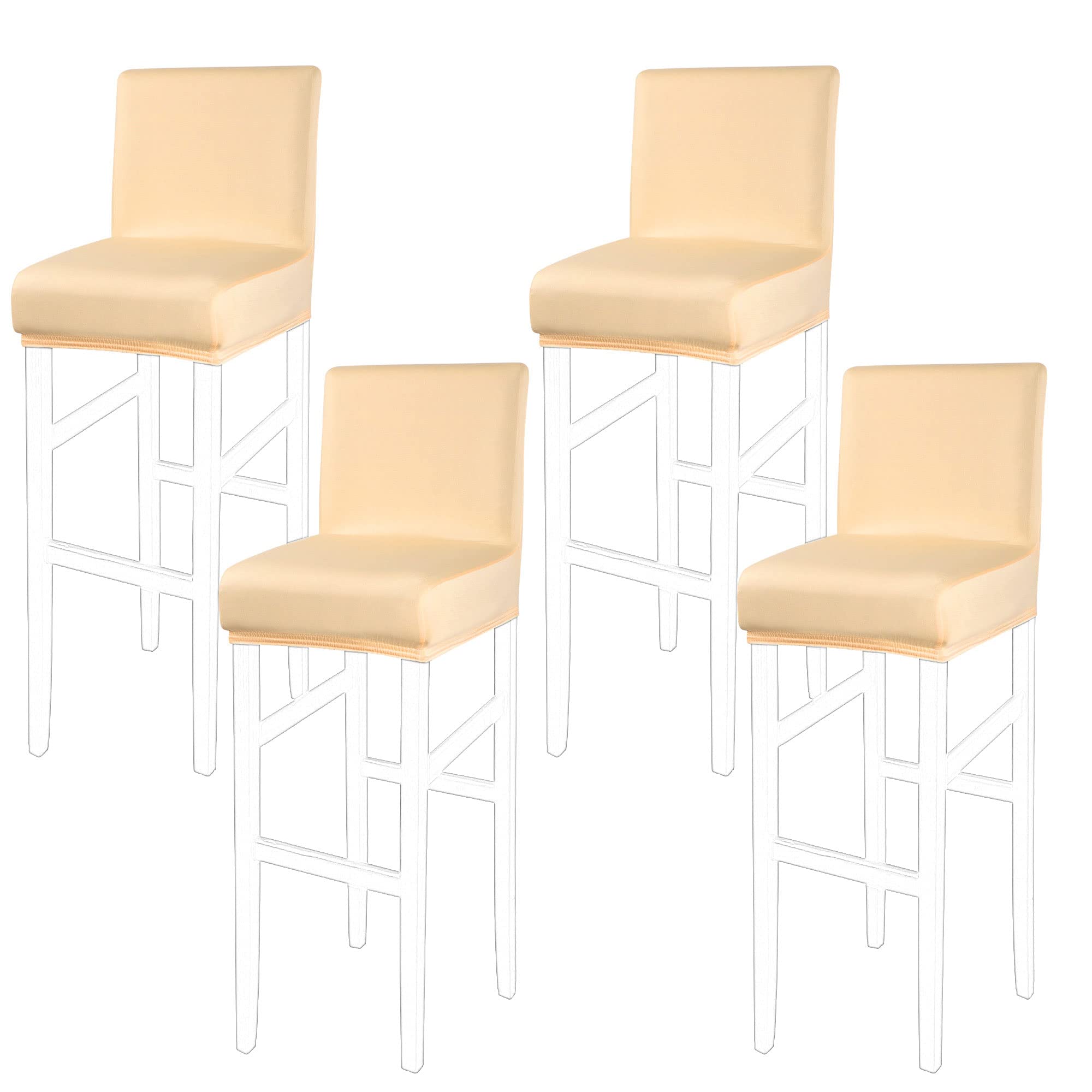 PiccoCasa Set of 4 Bar Stool Covers with Elastic Bottom, Stretch & Removable Dining Chair Covers for Pub Counter - Spandex Height Side Chair Covers Protector Slipcovers Champagne