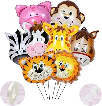 9pcs Aluminium Ensemble D Helium Animaux Ballon Gonflables Ballons Jungle Pour Fete D Enfants Bebe Garcon Tete D Animal Geant Ballons Pour1 2 3 5 6 7 8 9 Ans Cadeau Decoration D Anniversaire 60cm Amazon Fr Jeux Et Jouets