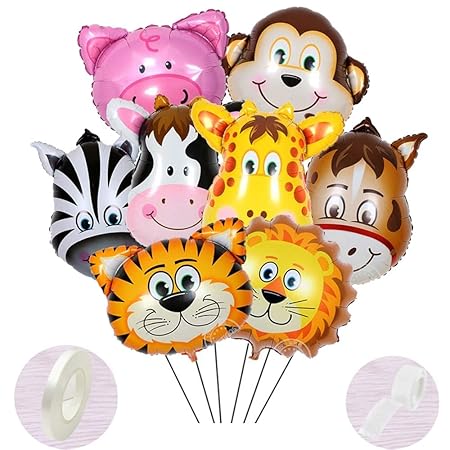 9 Stück Folienballon Tiere Helium set, Aufblasbar Luftballons Dschungel für Baby Junge Kinder Party Dekoration,Riesigen Tierk