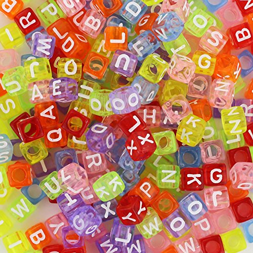 Quefe 1000pcs Letter Alphabet Beads，4 Color 6mm Cube Acrylic Letter