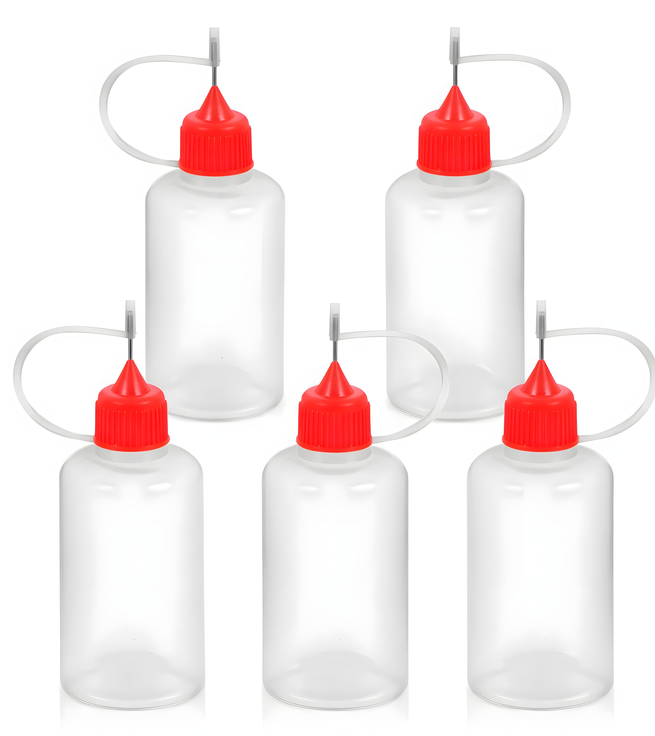 AKORD 5-Pack 30ml Plastic Squeezable Dropper Bottles with Precision Needle Tip – Reusable LDPE Bottles for Liquids, Oils, Glue, Hobby Crafts & E-Juice
