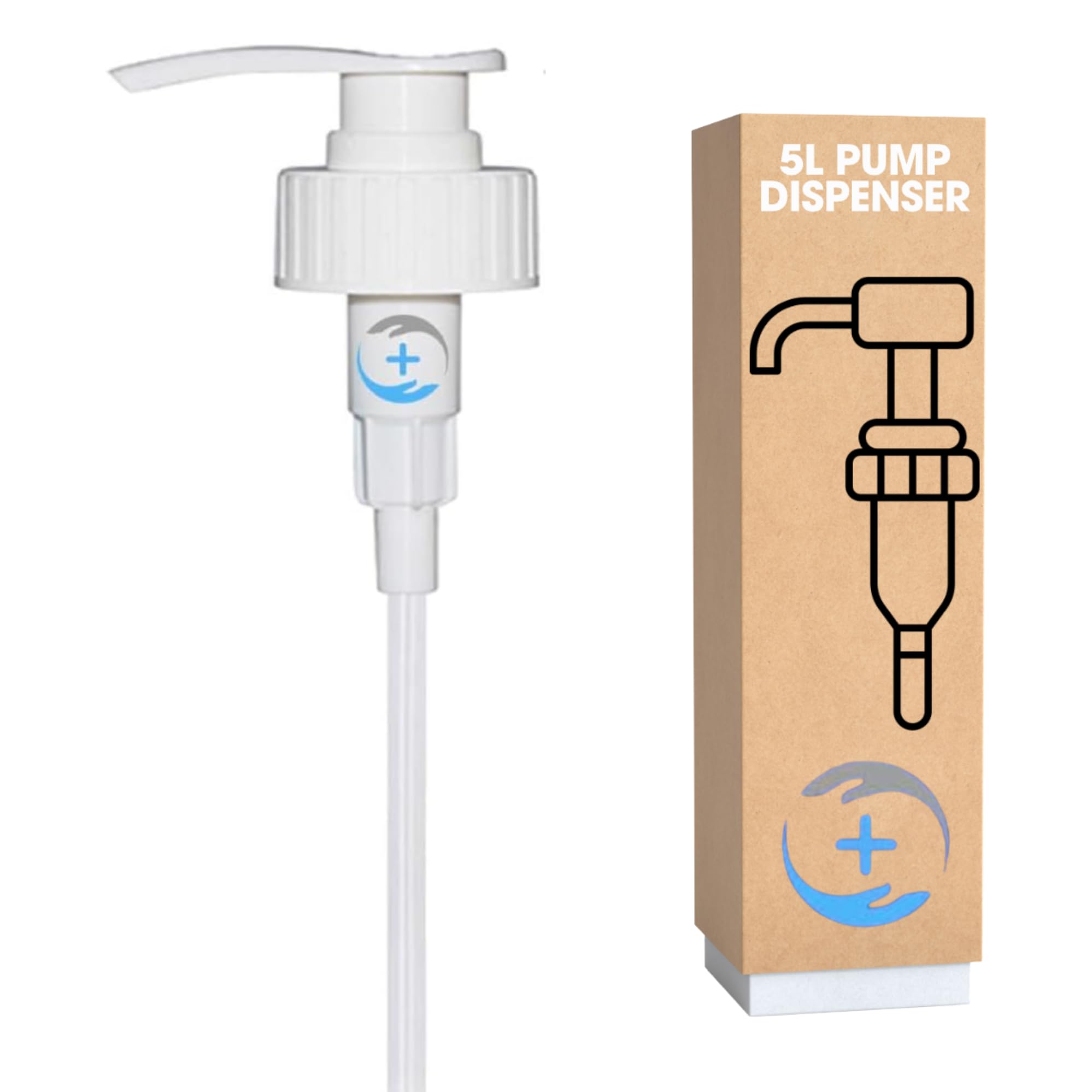 5L Pump Dispenser Fits 5 Litre Container | Dispenses 5ml (1tsp) | Ideal for Soap, Sanitiser, Oils, Sauces | Pelican Pump with 23cm Adjustable Tube & Twist Lock (x 1 Pump)