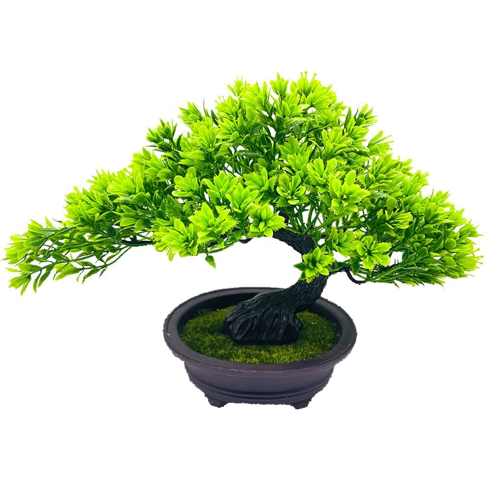 Fycooler Artificial Bonsai Tree Fake Plants Japanese Decorative Faux Plants,Simulation Pine Tree Potted Plant, Small Potted Realistic Green Plant for Indoor/Outdoor Home Office Desk Décor,12.6" Length