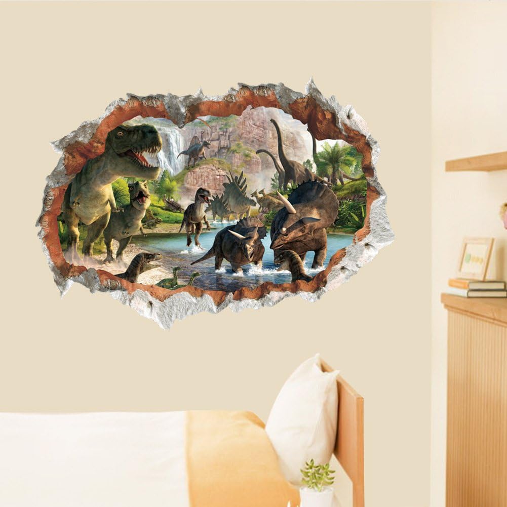 ufengke® Dinosaurs Broken Wall Wall Decals, Children'S Room Nursery Removable Wall Stickers Murals, Multicolor - Image 3