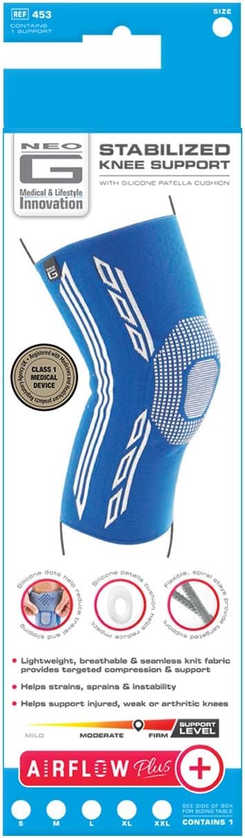 Neo-G Knee Support Brace with Silicone Patella Cushion and Spiral Stays for Joint Pain Relief Knee Injury Meniscus Tear Sprains Runners Knee - Image 3