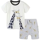 Bumeex Toddler Boy's Cotton Short Sleeve T-Shirt and Short Set 1-7Y