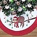 Valery Madelyn 48 inch Joyful Red Green White Velvet Christmas Tree Skirt Decorations with Textured Sloth and Knit Trim, Theme with Christmas Tree Decor (Not Included)