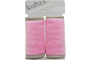 ICOPUCA Car Seat Strap Pads Covers for Baby Kids, Seat Belt Covers Cushion for boy Girl, Protect Neck and Shoulder rubbing, Anti-Slip Design, Universal for Stroller/Carrier/Pushchair; Pink
