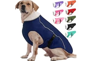 EMUST Dog Cold Weather Coats, Fleece Lining Small/Medium/Large Dog Jacket for Winter, Warm Waterproof Dog Winter Clothes for Large Dogs, Blue XL