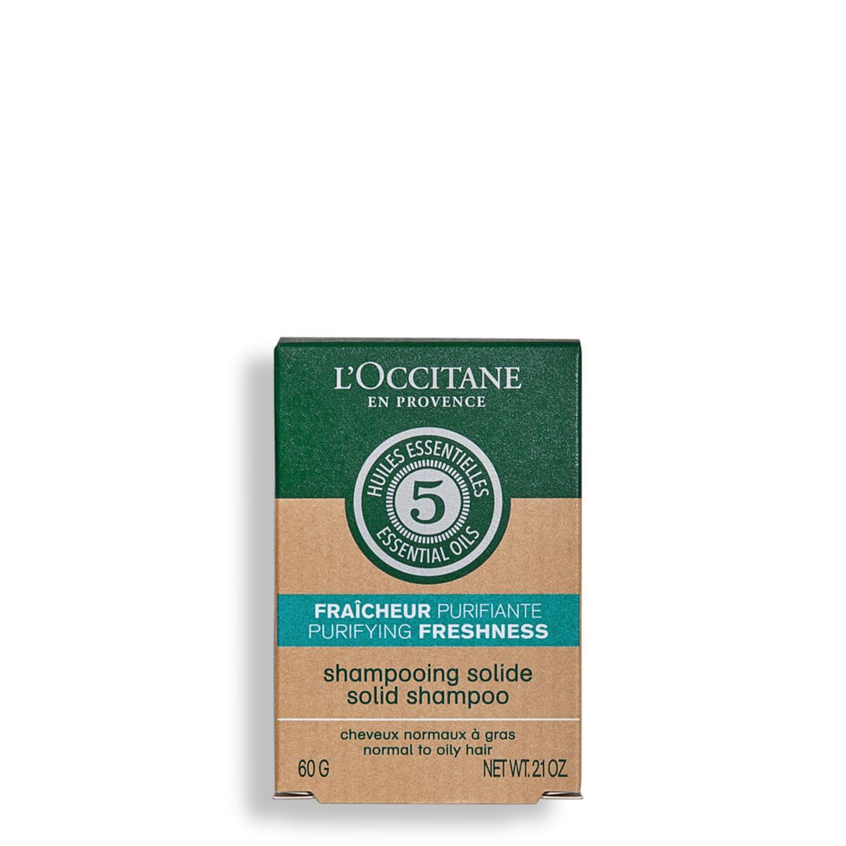 L'OCCITANE Purifying Freshness Solid Shampoo 60g | Vegan, 99% Readily Biodegradable & Silicone-Free | Sustainable & Luxury Beauty Hair Wash for All Hair Types