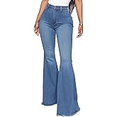 CutieLove Women's Ripped Jeans Bell Bottom Flare Jeans Mid Rise Destroyed Hem Denim Pants