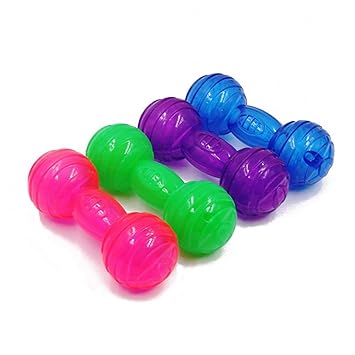Pet Needs Natural Rubber Colorful Dumbbell Squeaky Fun Toy for Small Puppy