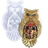 3D Owl Skull Silicone Mold for Epoxy/UV Resin Casting Halloween DIY Craft | Crystal Skull Resin Mold Handmade Hanging Ornament Art Decors for Living Room Wall Decors Resin Craft Mold Lovers Gift