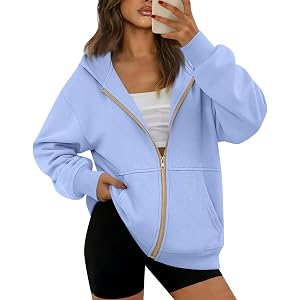 ASUIU Lightweight Zip Up Hoodie Women Cute Long Sleeve Fashion Plus Size Soft Sports Plain Athletic