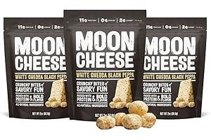 Moon Cheese Bites, White Chedda Black Peppa, 2-Ounce 3-Pack, 100% Real Cheese, Protein, Keto, After-School or Lunch Snack