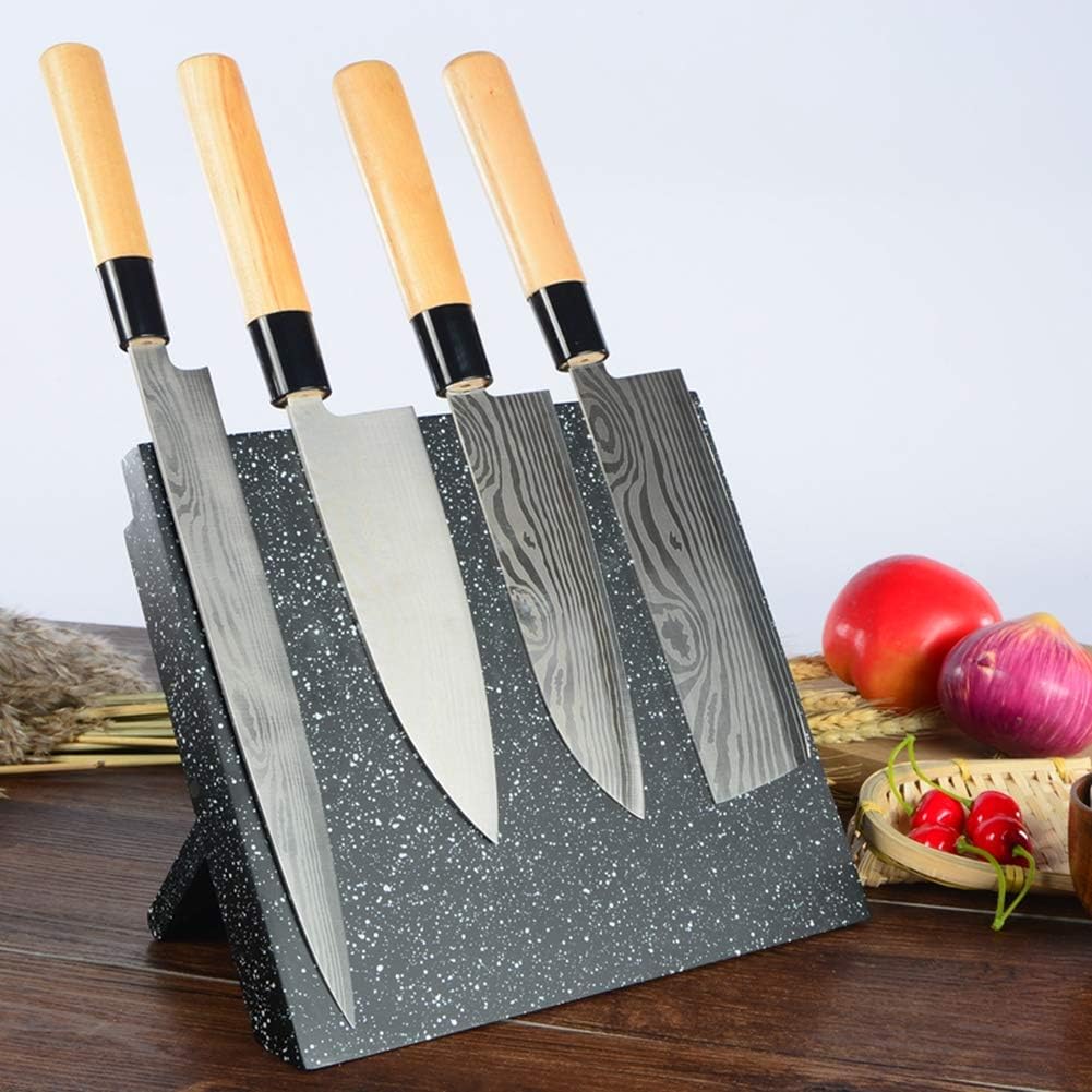 Foldable Magnetic Knife Block Wooden Kitchen Knife Holder,for Safe, Space Saver Knife Storage