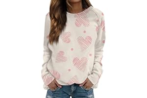 JWNYJFB Women's Fashion Heart Sweater Valentines Sweatshirts Funny Love Graphic Printed Long Sleeve Crewneck Pullover Tops