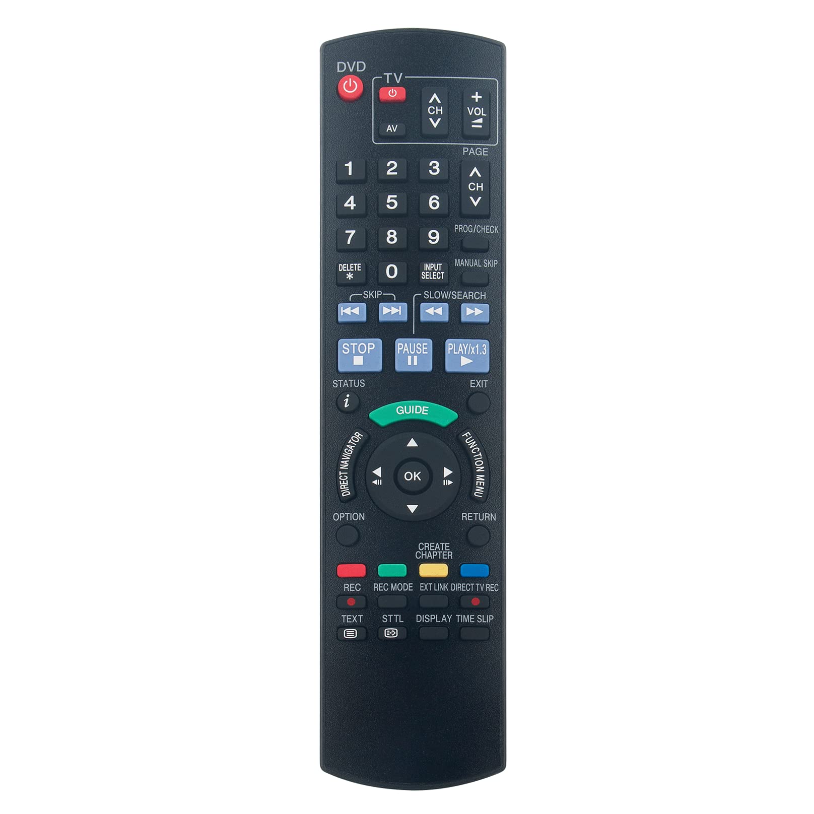 VINABTY N2QAYB000126 Replacement Remote Control Compatible with Panasonic DVD Recorder remote DMREX27EB DMREZ27/EB DMREZ28/EBK DMR-EZ27 DMR-EZ28 Dmrex77 Dmrex78